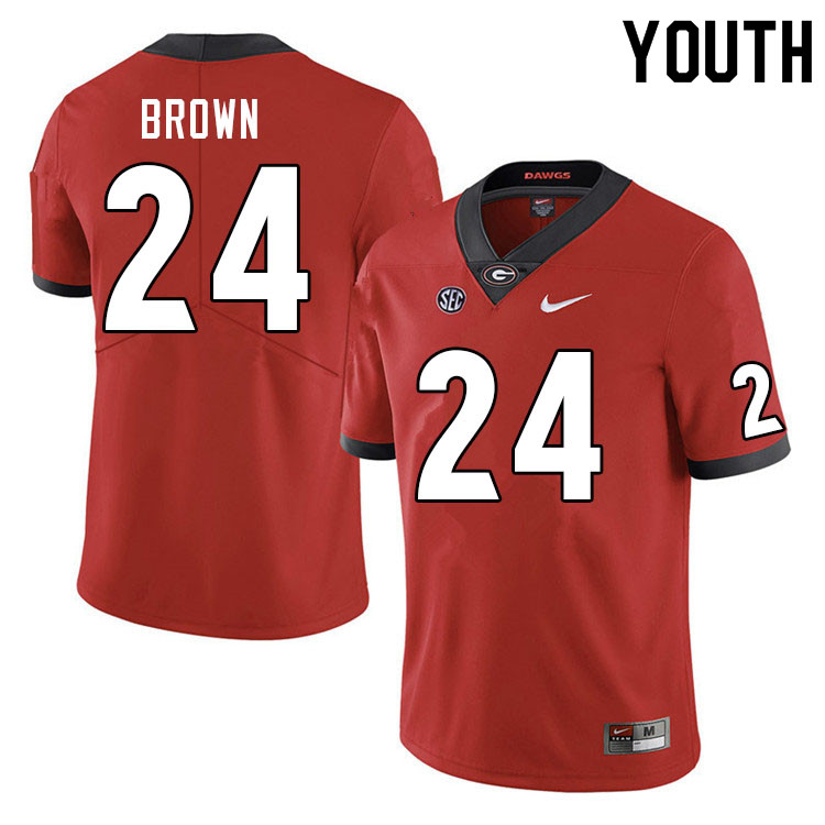 Youth #24 Matthew Brown Georgia Bulldogs College Football Jerseys Sale-Red
